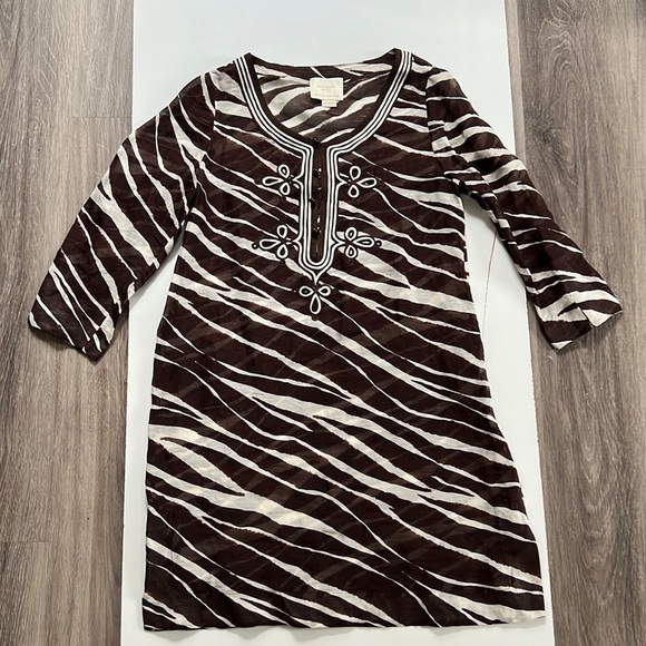 Kate spade Brown and Cream Animal Print Silk Blenf Dress Small - Picture 1 of 7